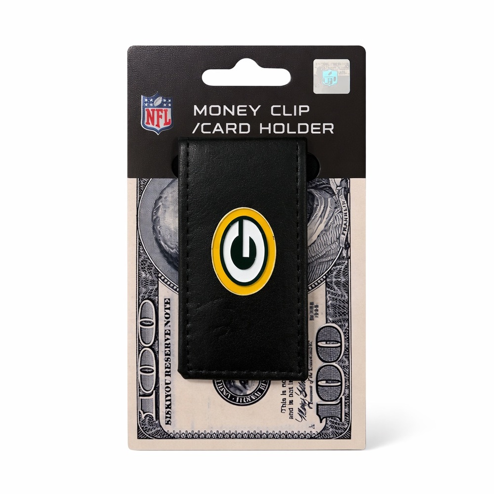 Green Bay Packers NFL Leather Money Clip Card Holder NWT